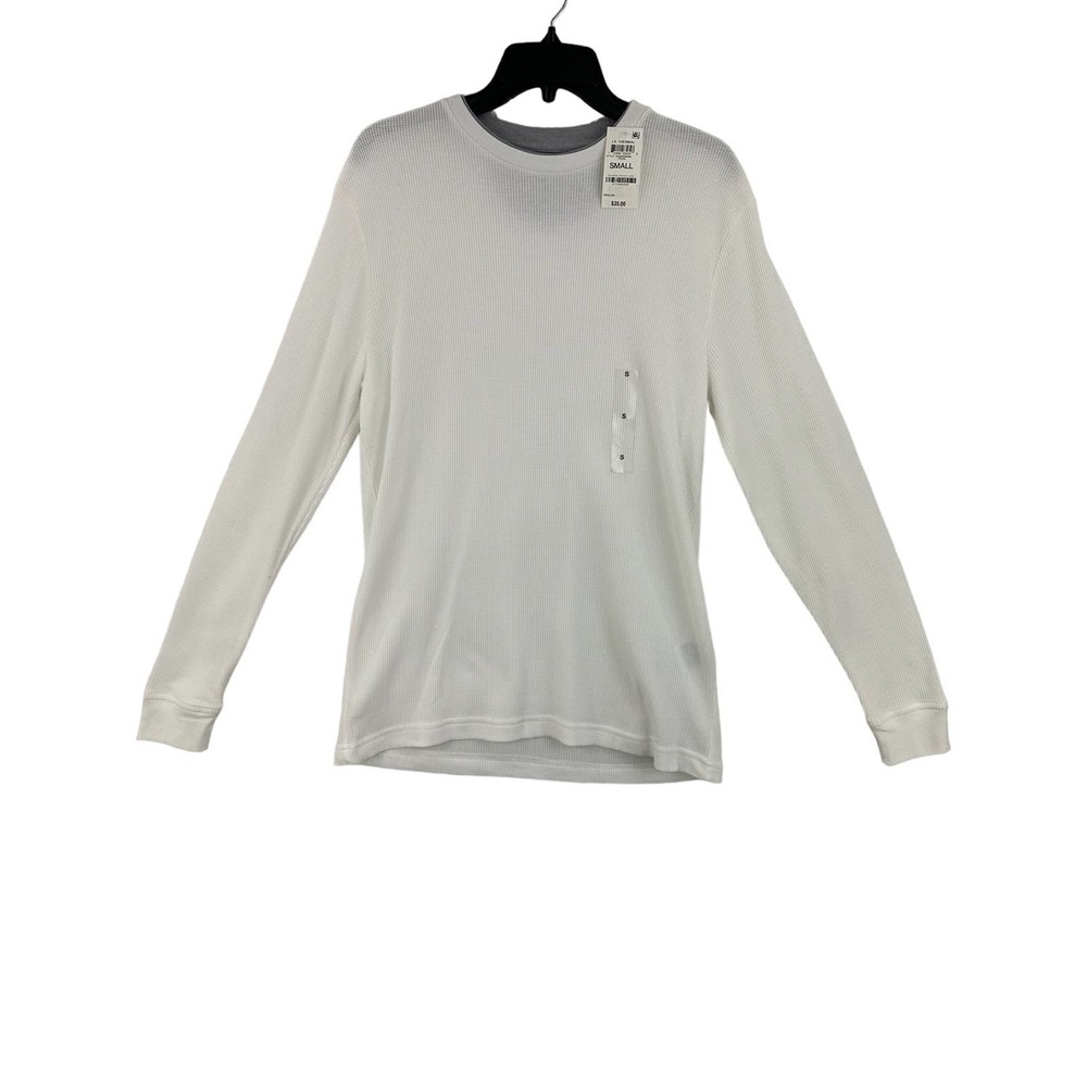 Club Room, Men's Thermal Crewneck Shirt, Small Pearl White NWT
